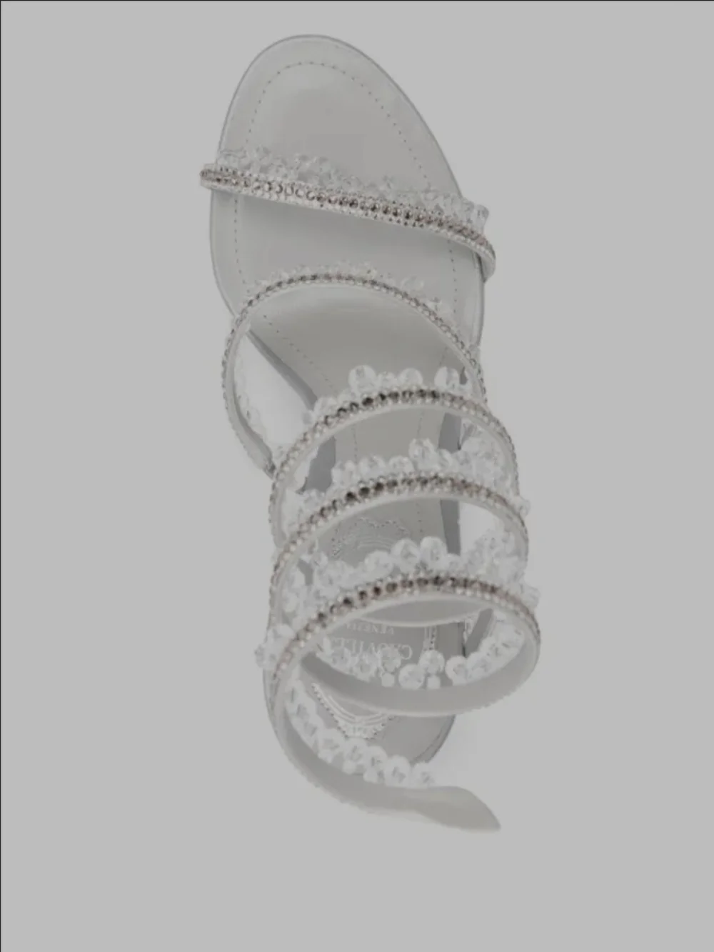 Rene Caovilla Silver Crystal Embellished Women's Evening Sandals